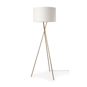 Ambrose 20.0L x 20.0W x 61.8H Gold Metal W/Cream Fabric Shade Floor Lamp