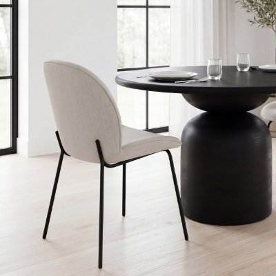 69284 - Inala White Fabric Seat Black Metal Frame Dining Chair