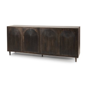 Tucker Dark Brown w/ Carved Arch Pattern 4 Door Sideboard
