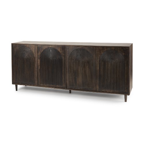 69955 - Tucker Dark Brown w/ Carved Arch Pattern 4 Door Sideboard