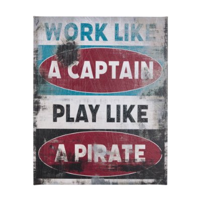 102184-L - Work Like a Captain by Mercana Studio a Hand Embellished Textured Canvas
