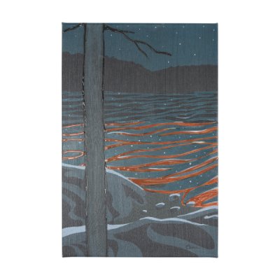 102209-L - Sea bay at nitght I by Mercana Studio a Hand Embellished Textured Canvas