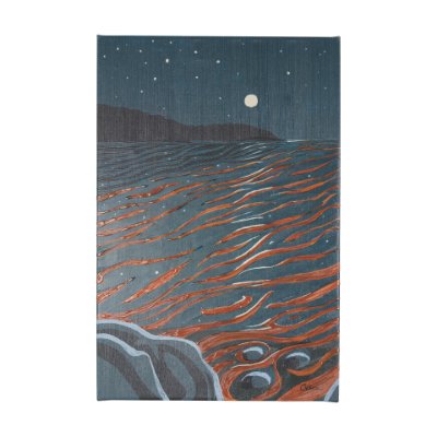 102210-L - Sea bay at nitght II by Mercana Studio a Hand Embellished Textured Canvas