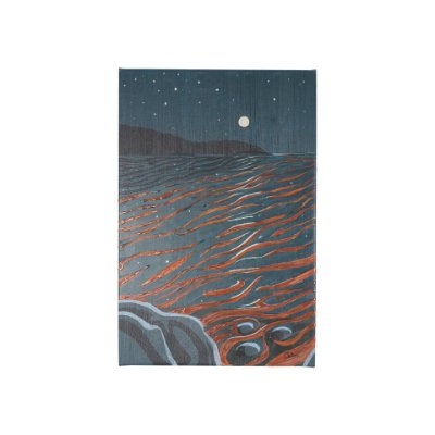 102210-S - Sea bay at nitght II by Mercana Studio a Hand Embellished Textured Canvas
