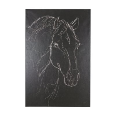 102225-L - Thoroughbred Dark III by Mercana Studio a Hand Embellished Textured Canvas