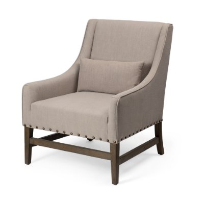 68587 - Kensington Beige Linen Fabric and Wood Accent Chair