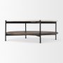 69925-AB - Larkin 42" Round Two-Tier White Marble Top and Solid Wood Shelf w/ Black Metal Frame Coffee Table