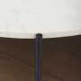 69925-AB - Larkin 42" Round Two-Tier White Marble Top and Solid Wood Shelf w/ Black Metal Frame Coffee Table