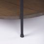 69925-AB - Larkin 42" Round Two-Tier White Marble Top and Solid Wood Shelf w/ Black Metal Frame Coffee Table