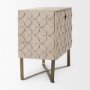 69929 - Excelsior 36.0L x 18.0W x 32.5H Light Brown Wood Gold Iron Base Accent Cabinet