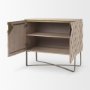 69929 - Excelsior 36.0L x 18.0W x 32.5H Light Brown Wood Gold Iron Base Accent Cabinet