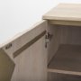 69929 - Excelsior 36.0L x 18.0W x 32.5H Light Brown Wood Gold Iron Base Accent Cabinet