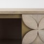 69929 - Excelsior 36.0L x 18.0W x 32.5H Light Brown Wood Gold Iron Base Accent Cabinet