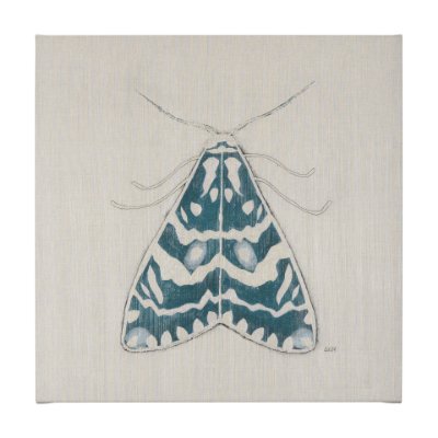 102216-L - Moth Blue III by Mercana Studio a Hand Embellished Textured Canvas