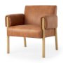 Picture of 69820 - Ashton Brown Faux Leather Fabric w/ Light Wood  Accent Chair 