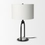 Picture of 69702 - Sarah 15.0L x 10.0W x 22.2H Arched Black Metal W/Marble Cube and White Shade Table Lamp