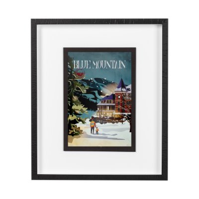 14392 - Blue Mountain by Simeng a Framed Art Print Matted under Glass