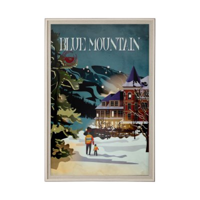 14395 - Blue Mountain by Simeng a Framed Art Print Matted under Glass