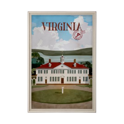 14399 - Virginia Go USA (XL) by Mercana Studio a Hand Embellished Decograph Framed Art Print under Glass