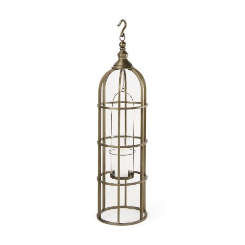 Picture of 67697 - Gerson I Large Cage-Style Gold Metal Candle Holder Lantern