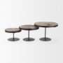 Picture of 69143 - Lorenz (Set of 3) Light Brown Wood W/ Black Metal Base Round Decorative Display Stands