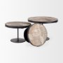 Picture of 69143 - Lorenz (Set of 3) Light Brown Wood W/ Black Metal Base Round Decorative Display Stands