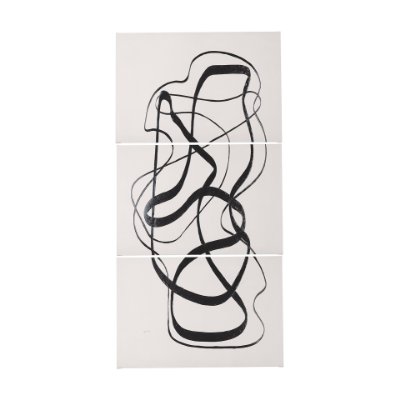 102252-L - Free Lines Creamy (Set of 3) by Mercana Studio a Hand Embellished Textured Canvas