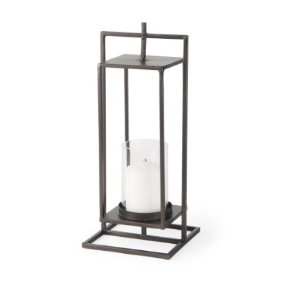 68439 - Albus II Small Black Metal Rectangular Table Candle Holder 