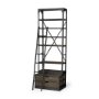 Picture of 50372-AB - Brodie VII 32L x 22W x 94H Brown Wood Gun-Metal Bracing Four Shelf Shelving Unit