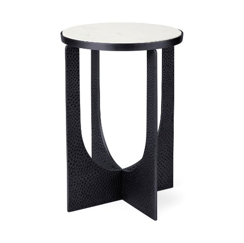 Picture of 69673 - Preston 23"H White Marble Top w/ Matte Black Metal Accent Table 