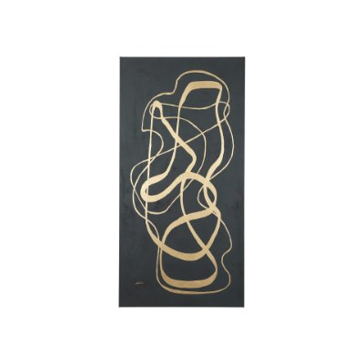 102253-S - Free Lines Dark Green by Mercana Studio a Hand Embellished Textured Canvas