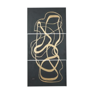 102253-L - Free Lines Dark Green by Mercana Studio a Hand Embellished Textured Canvas