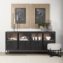 Picture of 69886 - Sloan 80.0L x 17.0W x 36.0H Dark Wood W/Black Metal Frame Sideboard