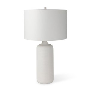 Picture of 68340 - Melanie 17.0L x 17.0W x 30.5H White Shade W/White Base Table Lamp