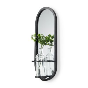 Picture of 68557 - Katherine Wall Mounted Mirror w Glass Bottle for Botanicals or Floral