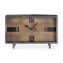 69485 - Harvey 13.0L x 4.5W x 8.1H Black Metal and Wood Rectangular Table Clock
