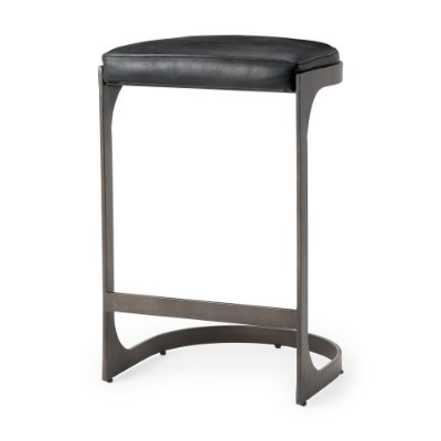 Picture of 69268 - Tyson 17L x 18W x 28H Black Leather W/ Metal Frame Counter Stool