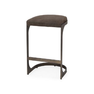 Picture of 69269 - Tyson 17L x 18W x 28H Brown/Gray Suede W/ Metal Frame Counter Stool