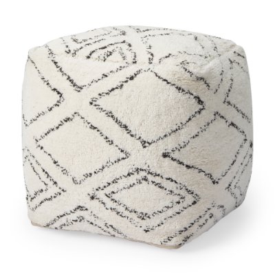 Picture of 67586 - Tapir Beige Cotton Argyle Pattern Square Pouf 