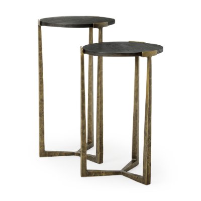 Picture of 69728 - Atticus Black Wood and Antiqued Gold Metal Nesting Accent Tables (Set of 2)