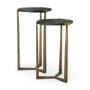 Picture of 69728 - Atticus Black Wood and Antiqued Gold Metal Nesting Accent Tables (Set of 2)