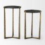 Picture of 69728 - Atticus Black Wood and Antiqued Gold Metal Nesting Accent Tables (Set of 2)