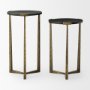 Picture of 69728 - Atticus Black Wood and Antiqued Gold Metal Nesting Accent Tables (Set of 2)