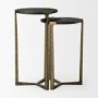 Picture of 69728 - Atticus Black Wood and Antiqued Gold Metal Nesting Accent Tables (Set of 2)