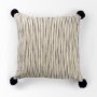 70063 - Krystal 18 x 18 Cream/Black Pom Pom Pillow Cover