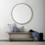 69235 - Gambit 46" Round White Wash Wood Frame Wall Mirror