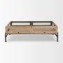 69748 - Arelius 49.5"L Rectangular Light Brown Wood w/ Black Metal Base Display Coffee Table