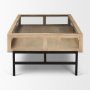 69748 - Arelius 49.5"L Rectangular Light Brown Wood w/ Black Metal Base Display Coffee Table