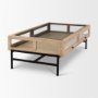 69748 - Arelius 49.5"L Rectangular Light Brown Wood w/ Black Metal Base Display Coffee Table