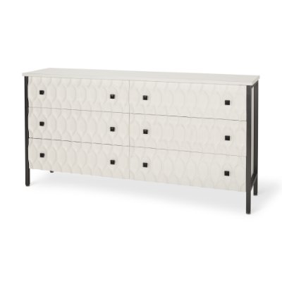 Picture of 69974 - Savannah White Fir Veneer w/ Gray Metal 6-Drawer Sideboard